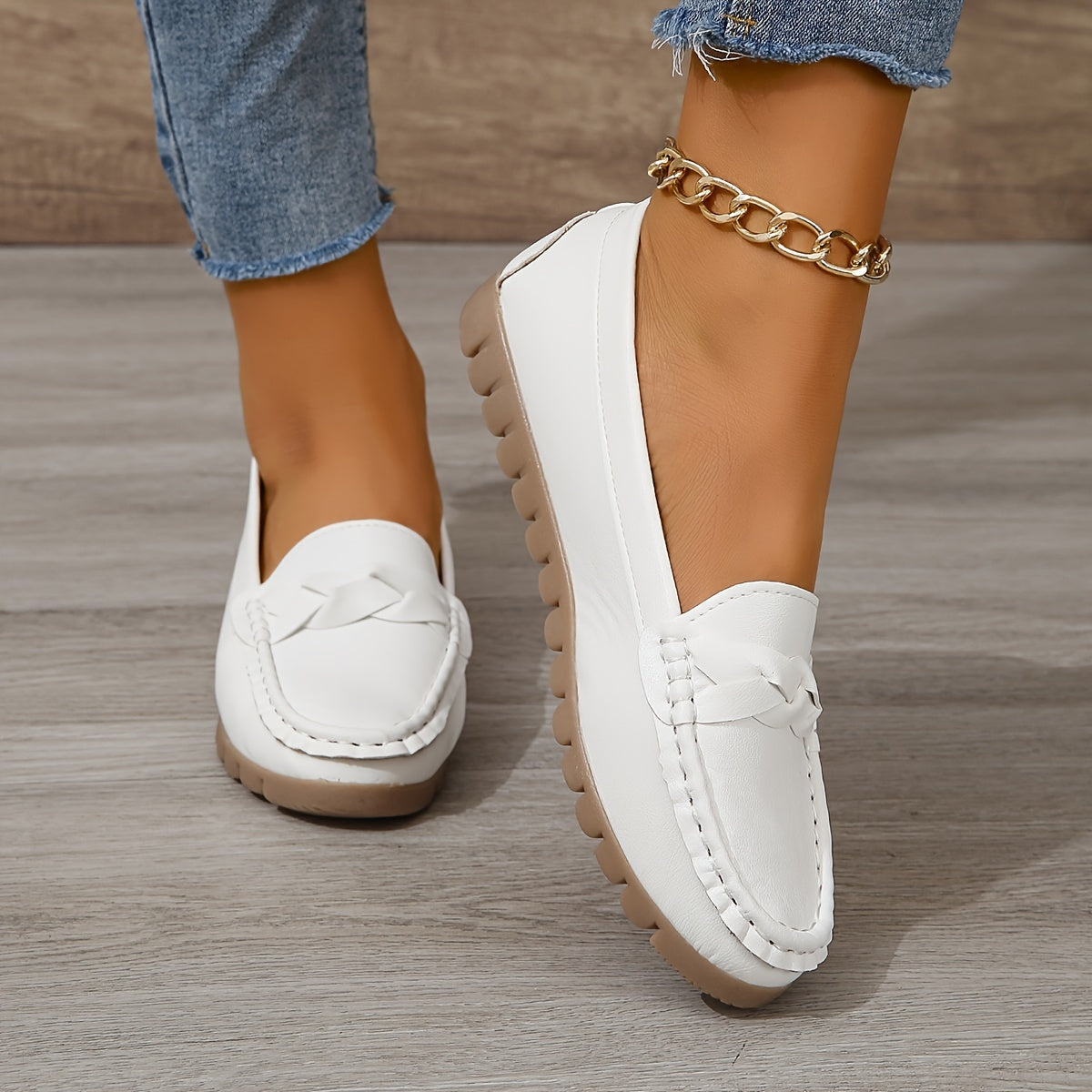 Comfortabele witte loafers - Zachte zool