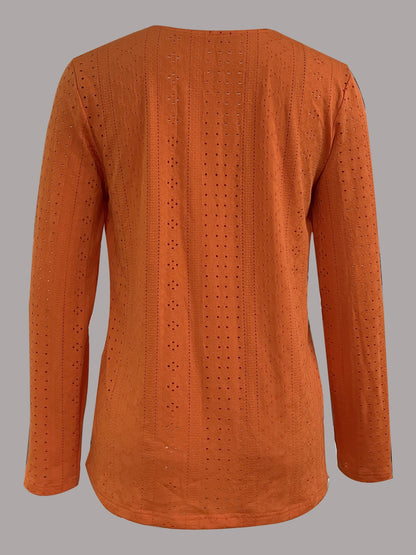 Oranje Knopen V-hals Blouse - Emma