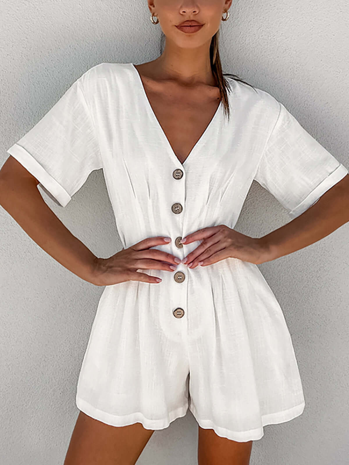 Stijlvolle witte korte jumpsuit