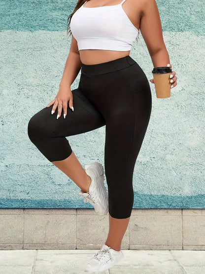 Plus size legging met zakken - zwart