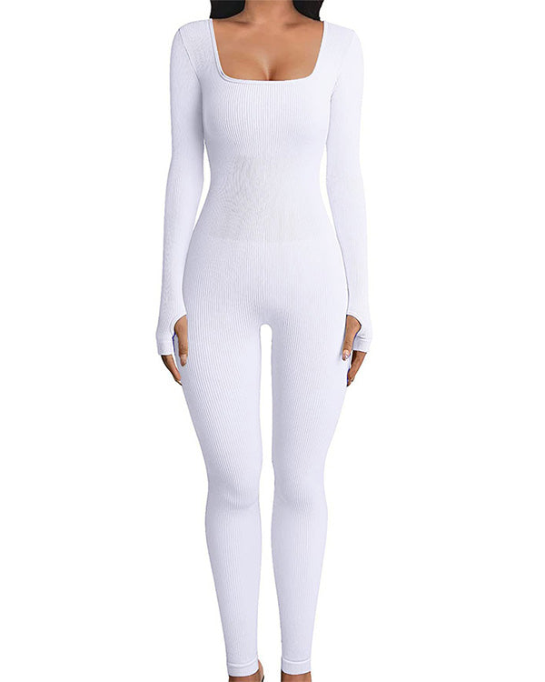 Zwart Rib-Knit Bodysuit - Lange Mouwen en Stretchy Stof