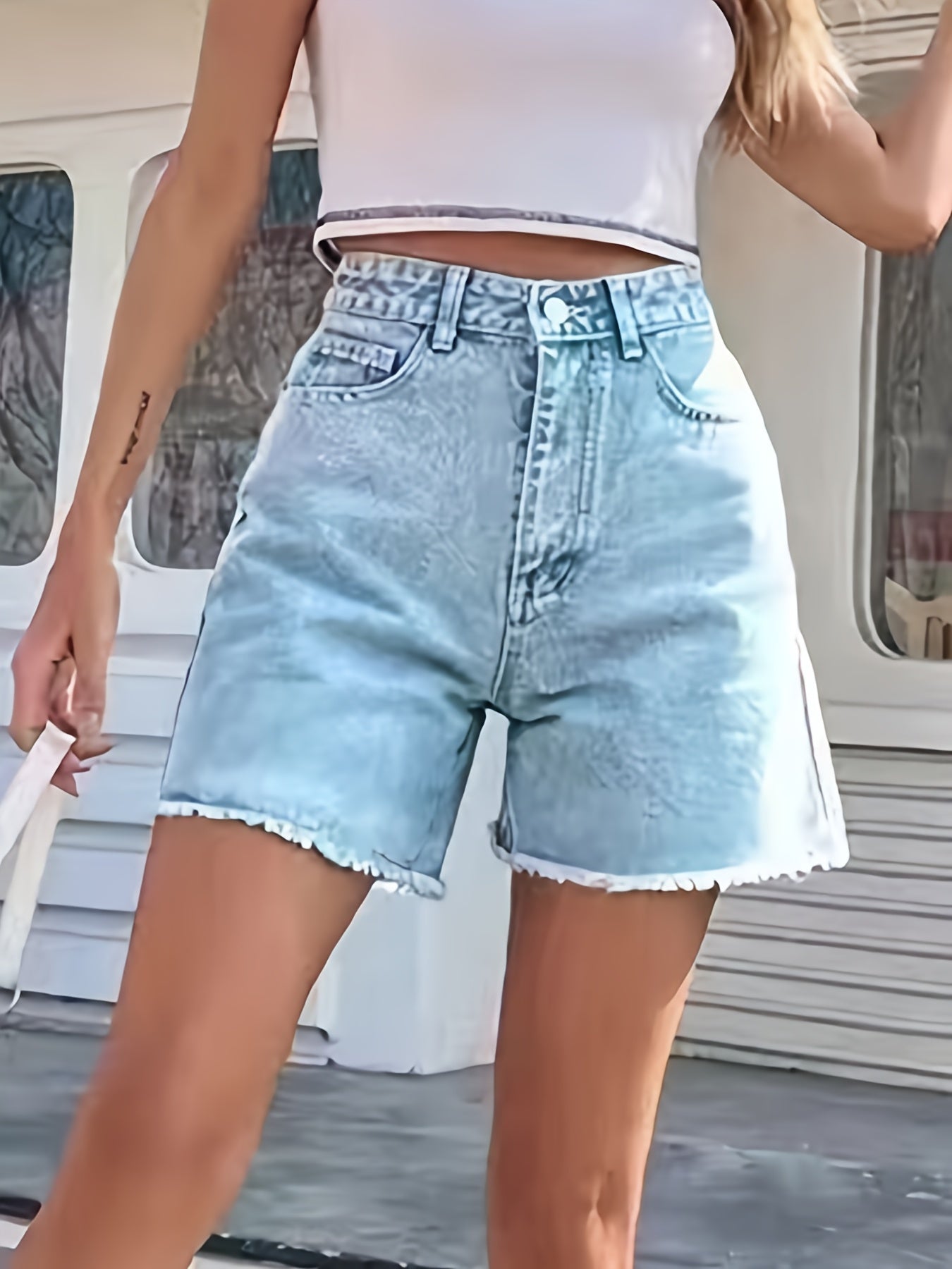 Lichtblauwe denim shorts - Lea