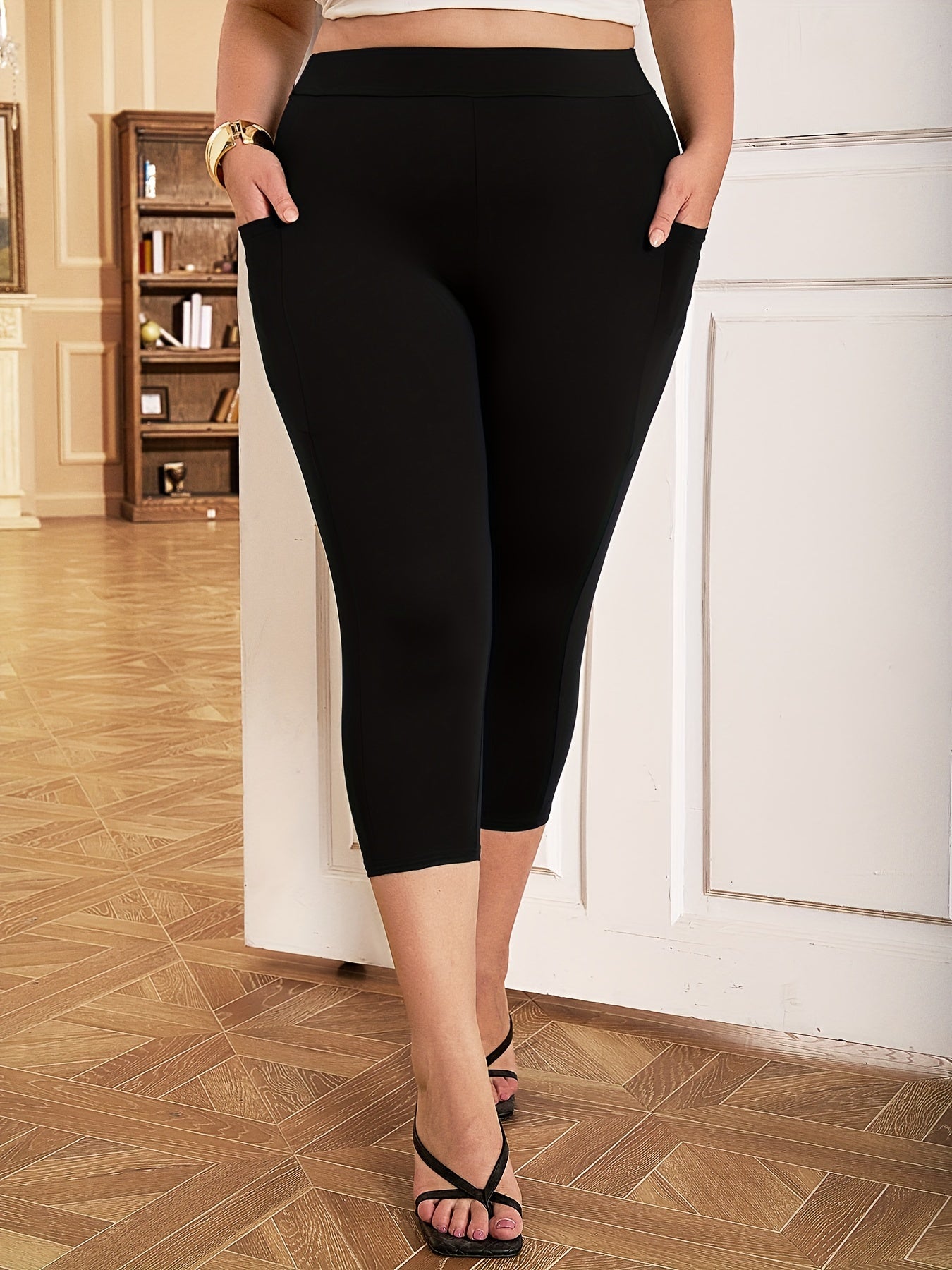 Plus size legging met zakken - zwart