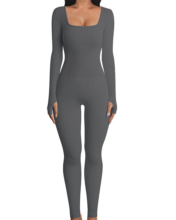 Zwart Rib-Knit Bodysuit - Lange Mouwen en Stretchy Stof