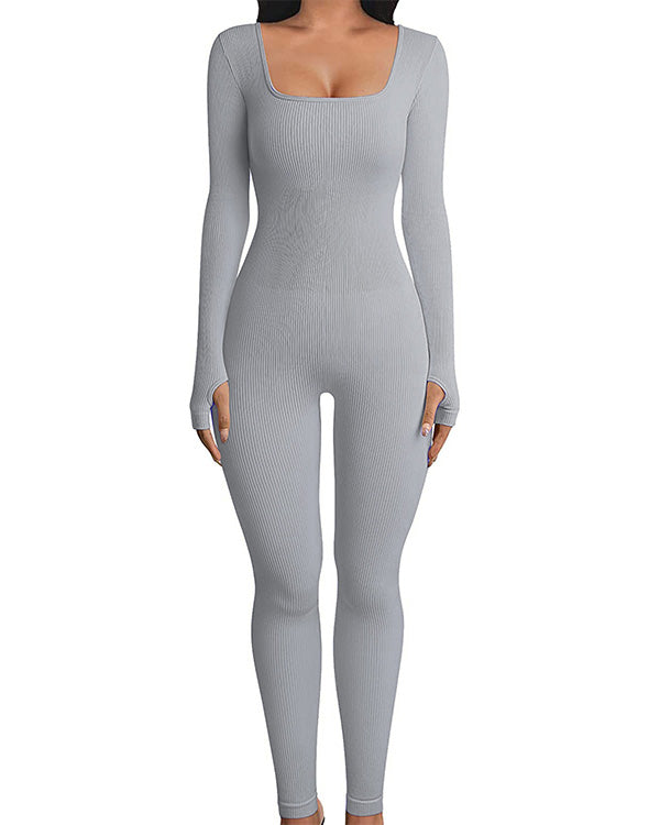 Zwart Rib-Knit Bodysuit - Lange Mouwen en Stretchy Stof