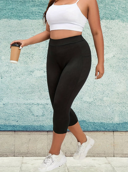 Plus size legging met zakken - zwart