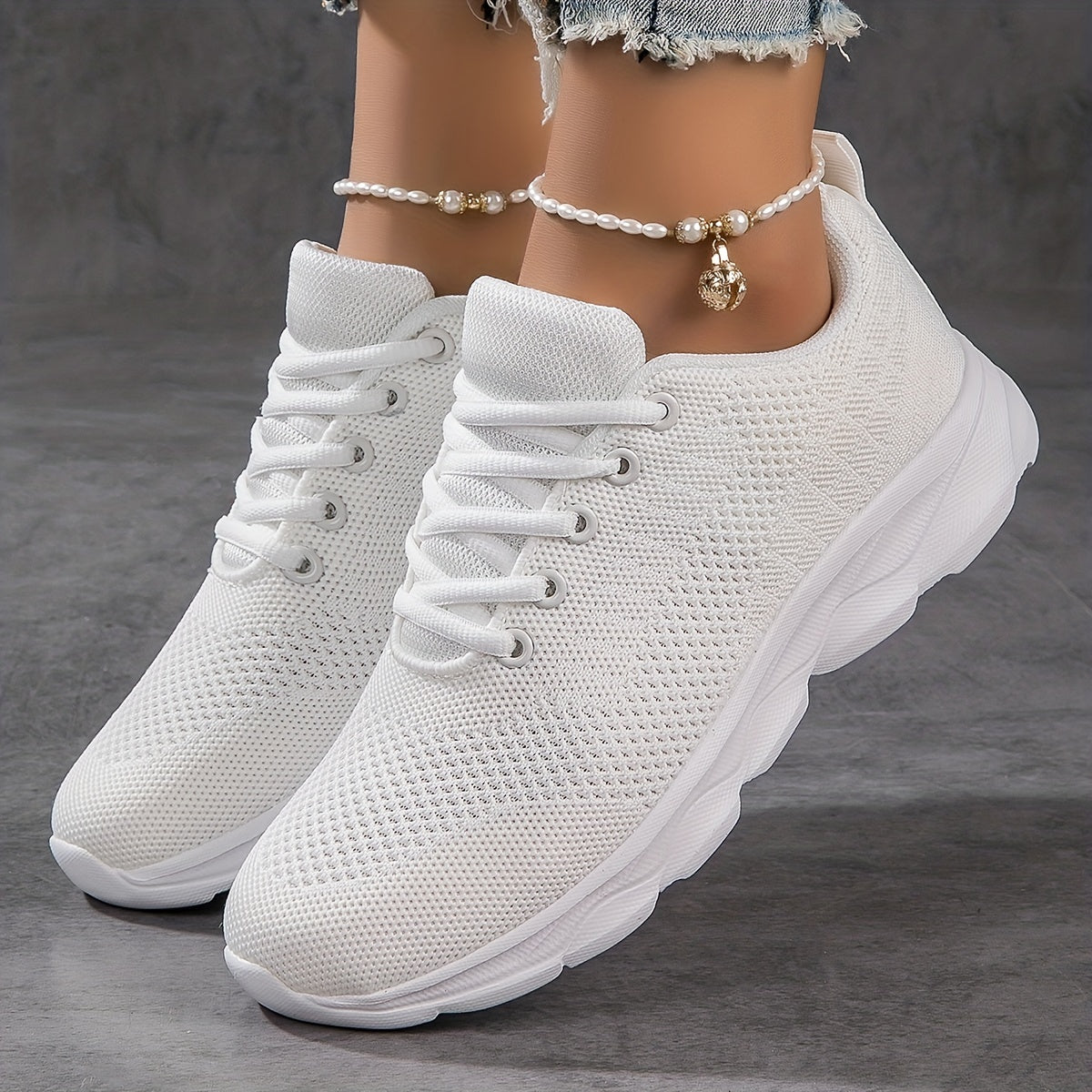 Witte ademende antislip sneakers - Lara