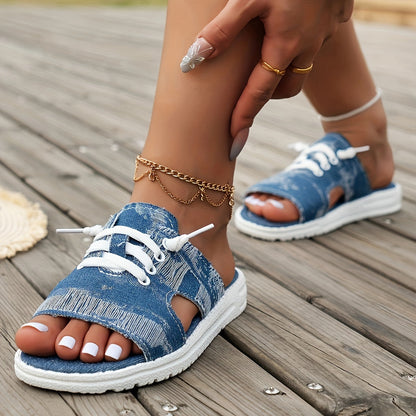 Blauwe denim sandalen - Mia