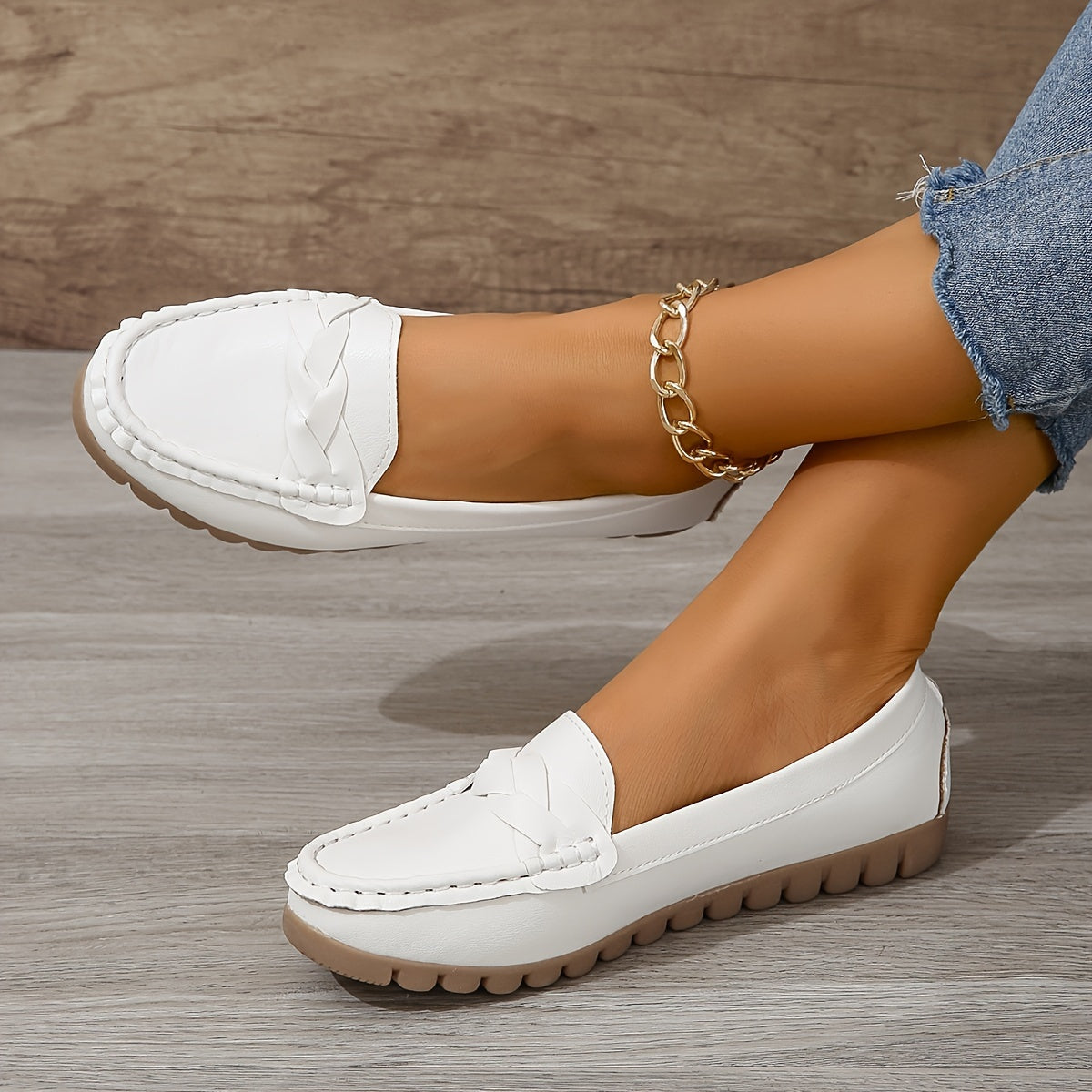 Comfortabele witte loafers - Zachte zool