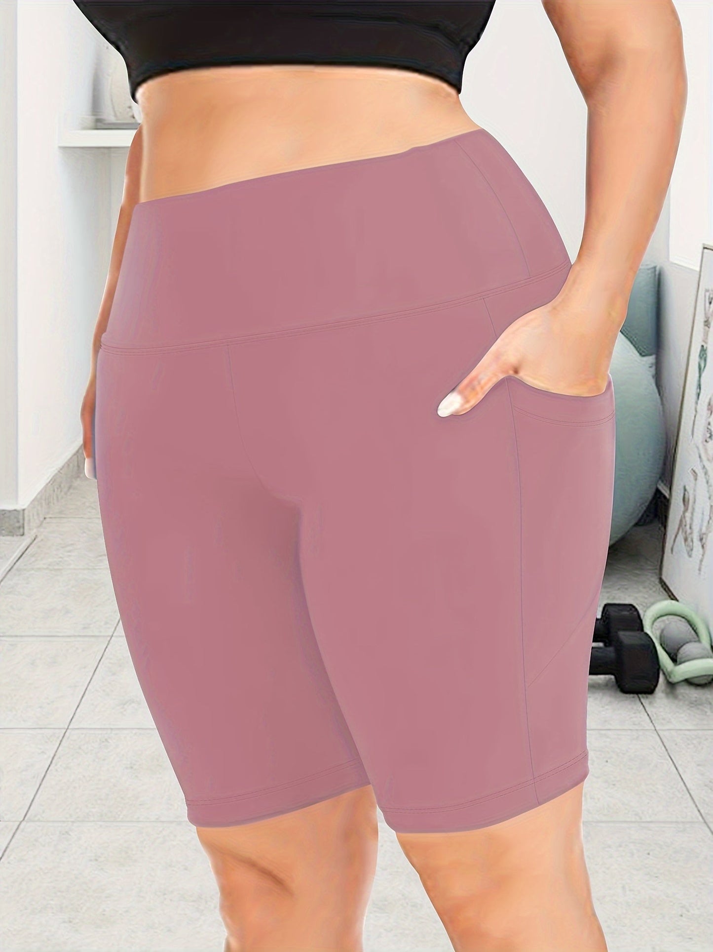 Stretchy zakkenshort - Roze