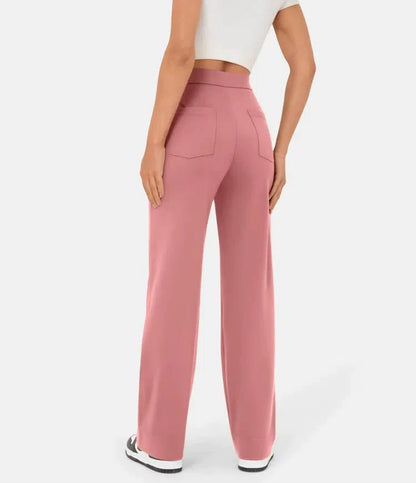 high-waisted elastische casual broek