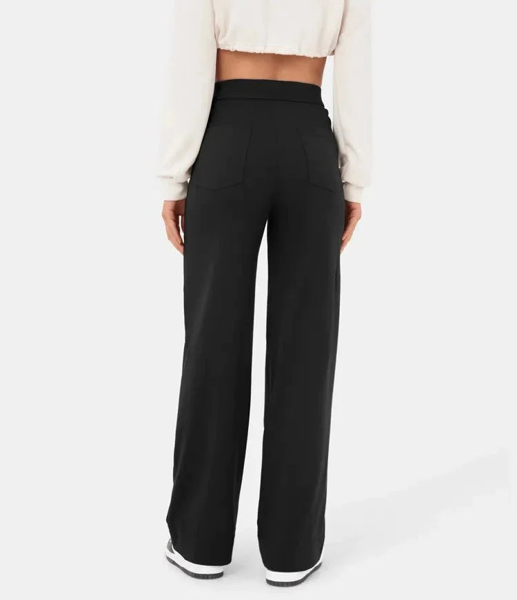 high-waisted elastische casual broek