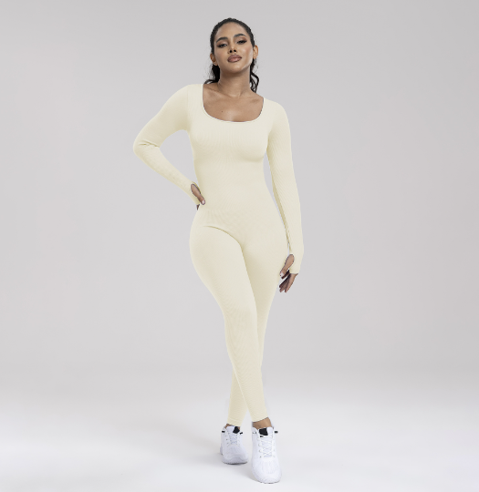 Naadloze One-Piece Sport Jumpsuit of Romper met vierkante hals