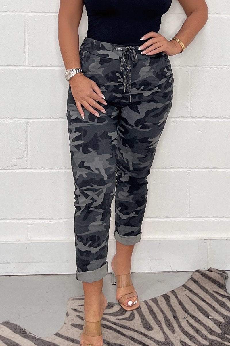 Camouflage Print Casual Broek - Jade