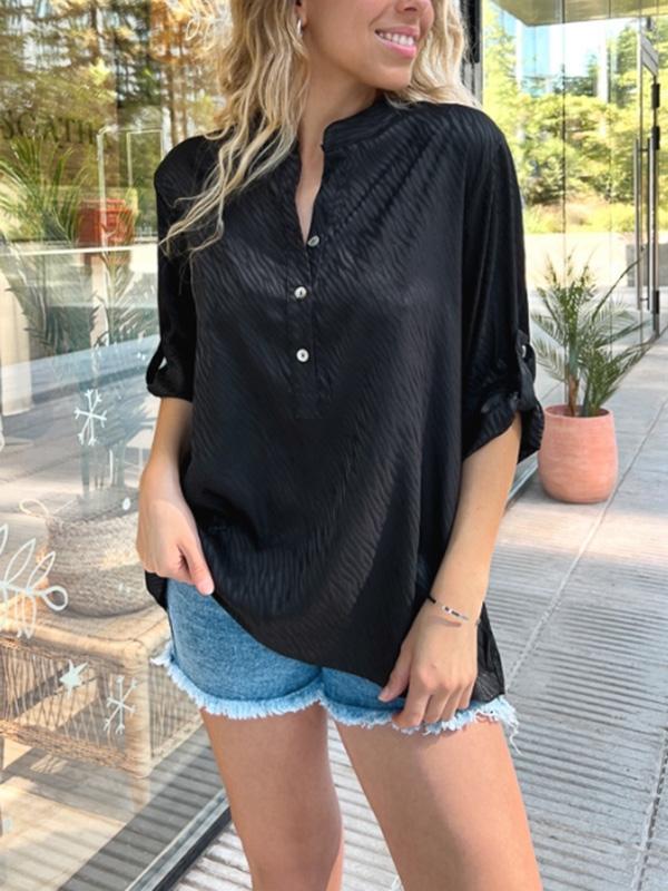 Casual Polyester Blouse met V-hals en Lange Mouwen