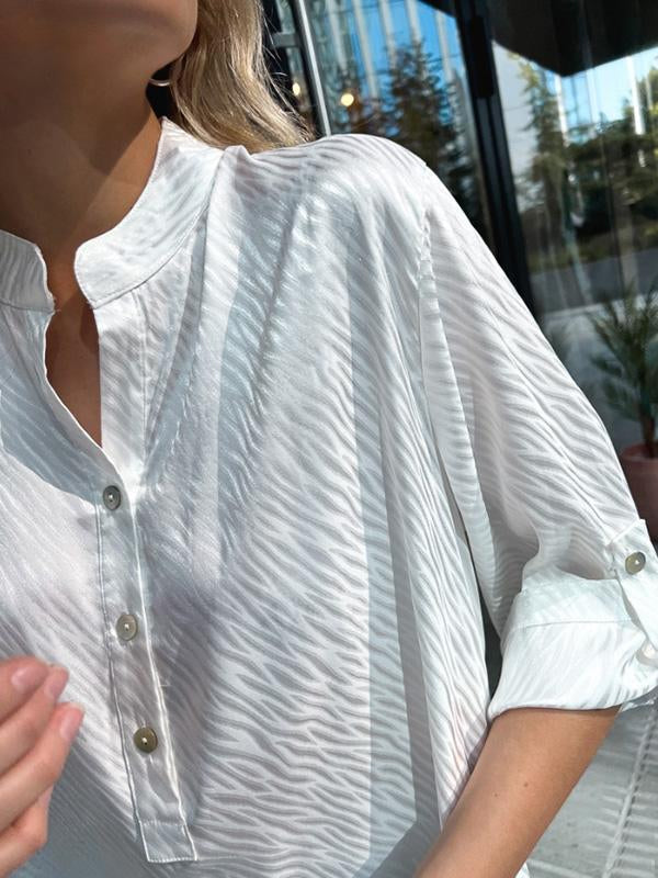 Casual Polyester Blouse met V-hals en Lange Mouwen