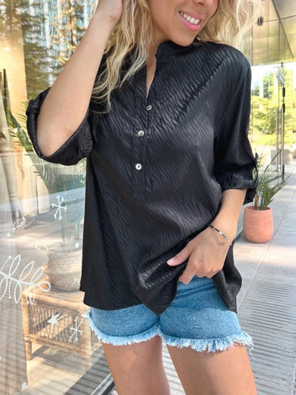 Casual Polyester Blouse met V-hals en Lange Mouwen