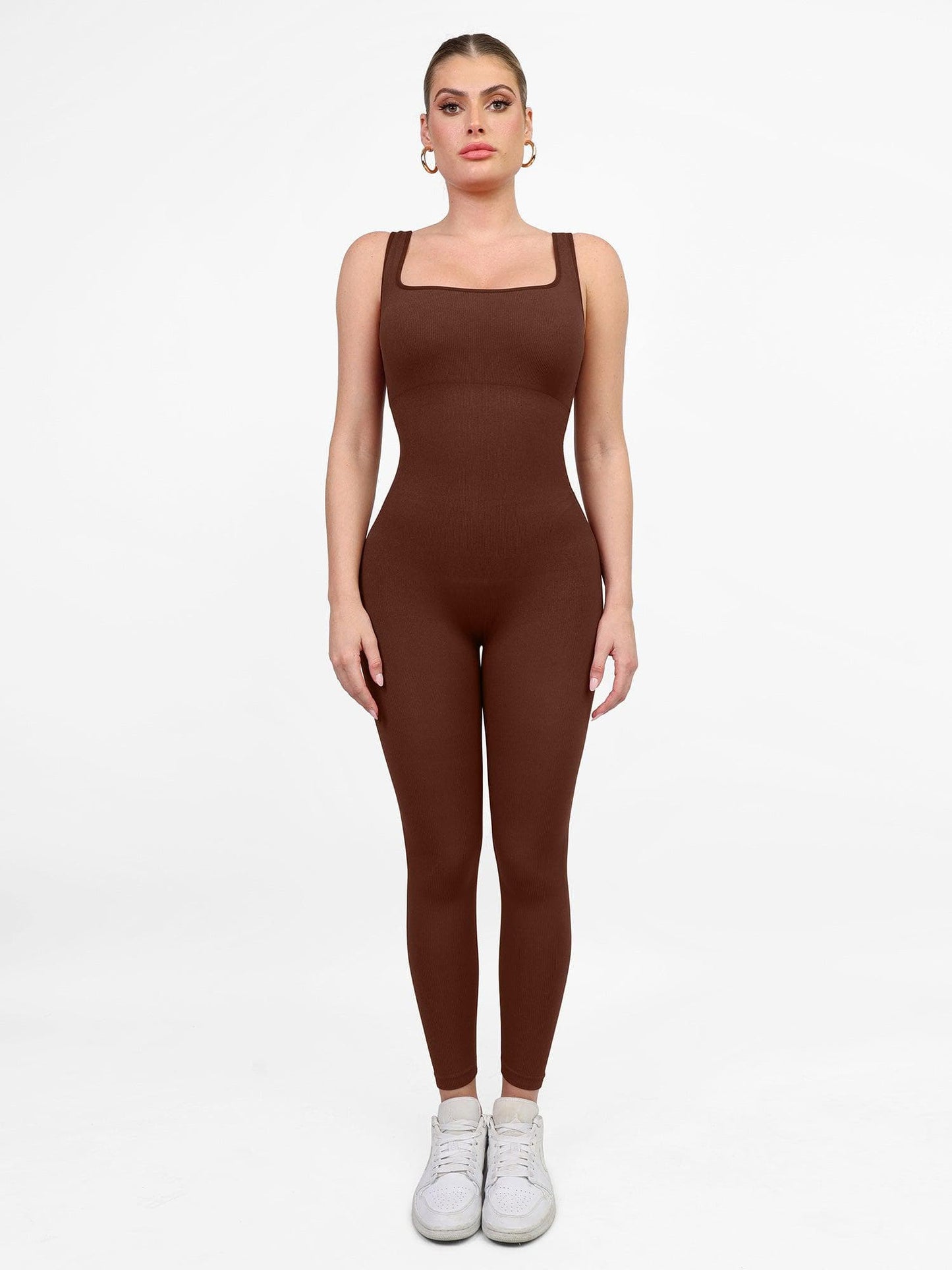 Naadloze One-Piece Sport Jumpsuit of Romper met vierkante hals